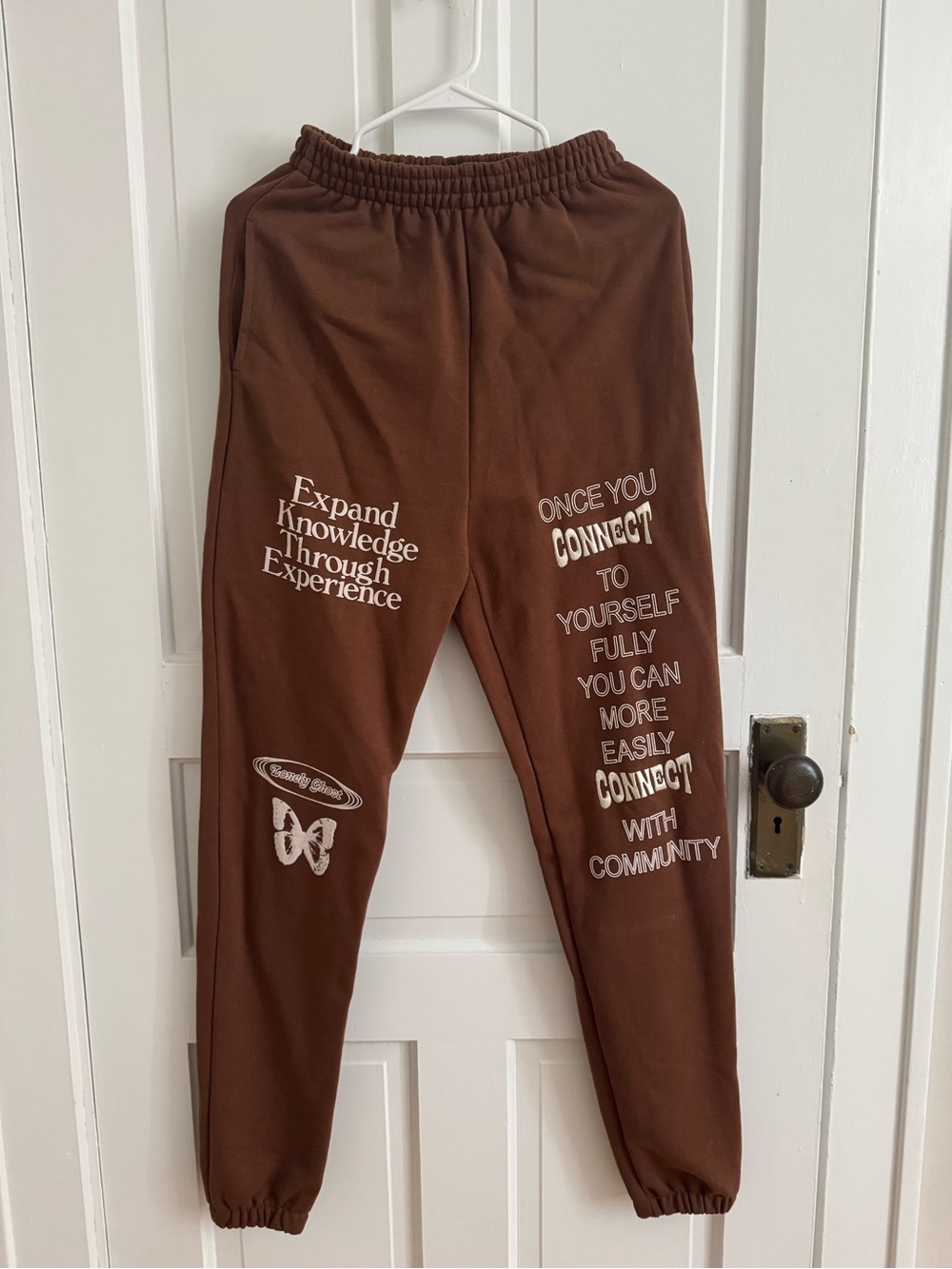 LONELY GHOST Brown Sweatpants with Red Label